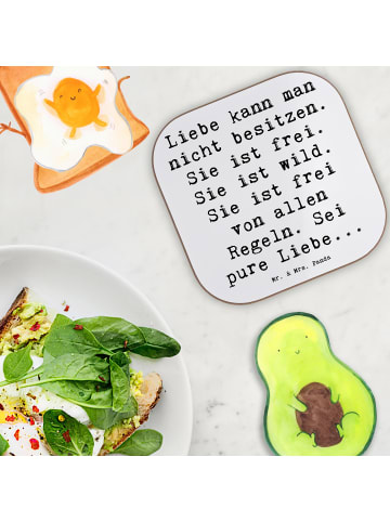 Mr. & Mrs. Panda Untersetzer Glas Spruch Liebe und Freiheit mit ... in Weiß