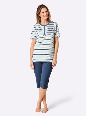 WITT WEIDEN Capri-Schlafanzüge in jeansblau + jeansblau-geringelt