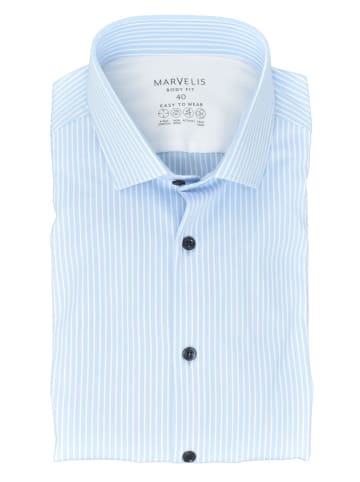 MARVELIS Body Fit Easy To Wear Hemd in Hellblau/Weiß