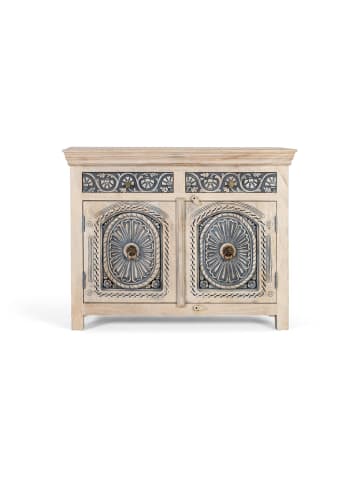 Giner y Colomer Handgeschnitztes Sideboard mit zwei Schubladen und zwei Türen in Blue