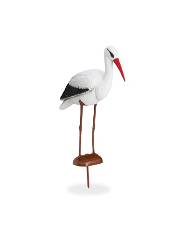 relaxdays 4x Gartenfigur "Storch" in Weiß/Rot - (B)22 x (H)80 x (T)64 cm