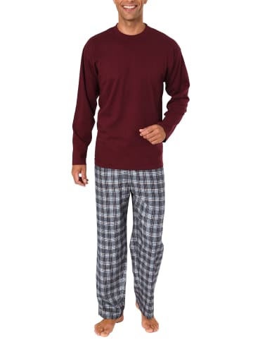 NORMANN Schlafanzug Pyjama lang Flanell Hose - 37995 in rot