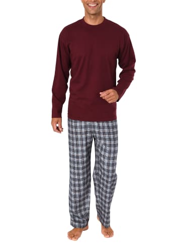 NORMANN Schlafanzug Pyjama lang Flanell Hose in rot