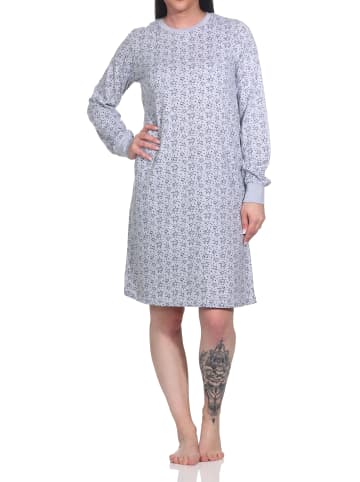 NORMANN Nachthemd langarm Bündchen Sterne - 76147 in Grau