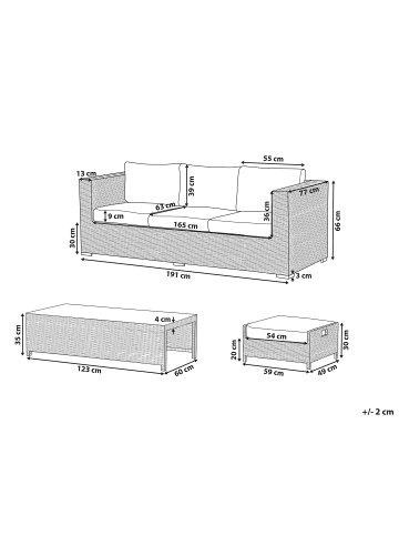 Beliani 4-tlg Sitzgruppe BELLUNO in Weiß/Silber/Braun