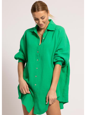 SASSYCLASSY Ultra Oversize Musselin-Blusenhemd lange Variante in Frühlingsgrün