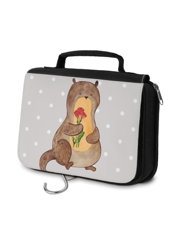 Mr. & Mrs. Panda Waschtasche Otter Blumenstrauß ohne Spruch in Grau Pastell