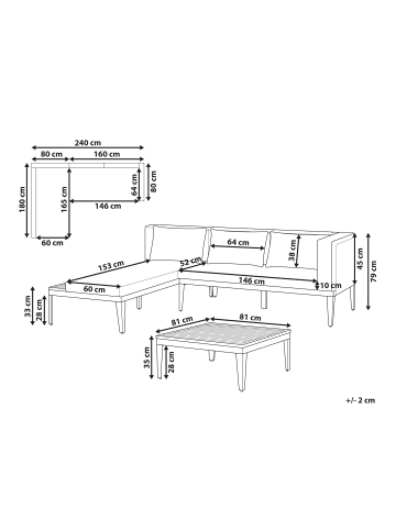 Beliani 2-tlg Lounge Set BRACCIANO in Beige/Heller Holzfarbton/Schwarz