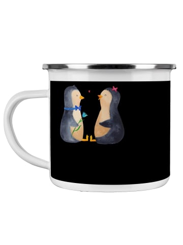 Mr. & Mrs. Panda Camping Emaille Tasse Hochzeitsreise Ewige Lieb... in Schwarz