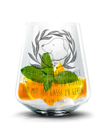 Mr. & Mrs. Panda Blümchentail Glas Hund Blumen mit Spruch in Transparent
