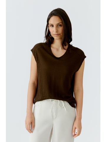 Oui Leinen T-Shirt in demitasse