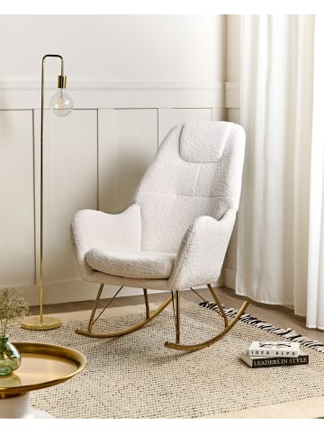 Beliani Schaukelsessel GULSELE in Weiß/Gold - (W) 70 x (H) 105 x (L) 95 cm