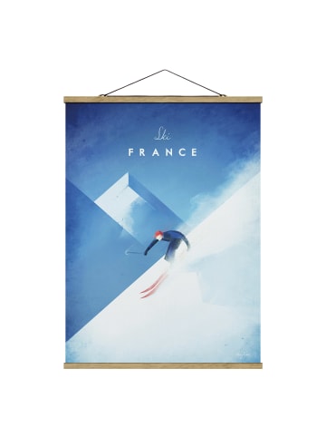 WALLART Stoffbild - Reiseposter - Ski in Frankreich in Blau