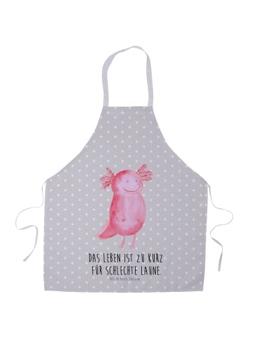 Mr. & Mrs. Panda Backschürze Axolotl Glücklich mit Spruch in Grau Pastell