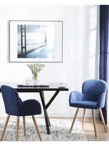 Beliani 2er-Set Esszimmerstuhl BROOKVILLE in Blau/Heller Holzfarbton