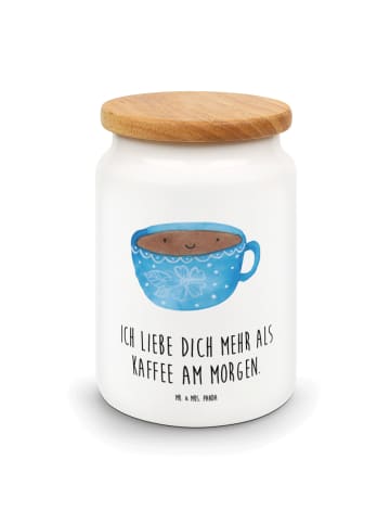 Mr. & Mrs. Panda Keksdose Kaffee Tasse mit Spruch in Weiß