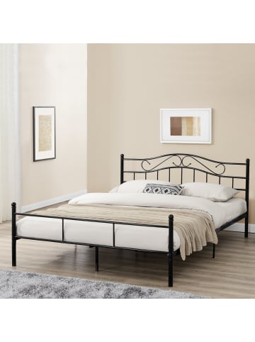 en.casa Metallbett Florenz in Schwarz (B)160cm