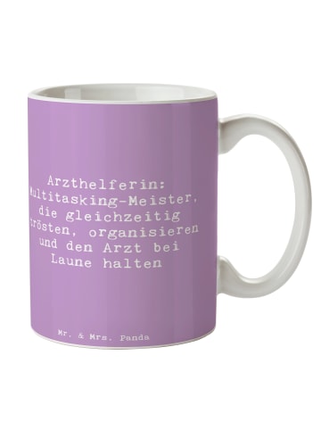 Mr. & Mrs. Panda Geschenktasse Spruch Arzthelferin Meister mit S... in Lavendeltraum
