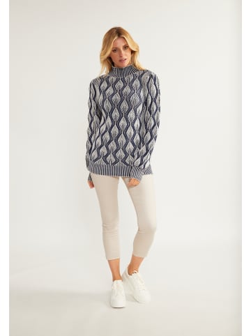 Usha Damen Strick Pullover in Wollweiss Blau