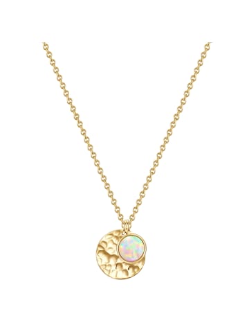 Glanzstücke München Halskette Kreis aus Sterling Silber mit Opal (synth.) in gelbgold