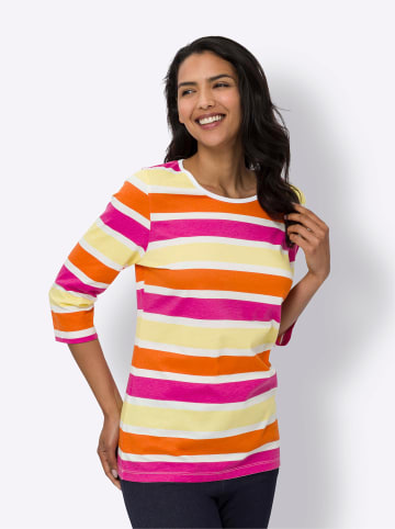 Sieh an! 3/4-Arm-Shirt in ecru-fuchsia-geringelt