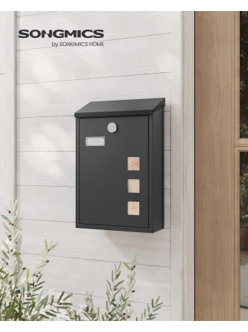 SONGMICS Briefkasten Poster in Schwarz - (B)11.5 x (H)39.5 x (T)25.5 cm