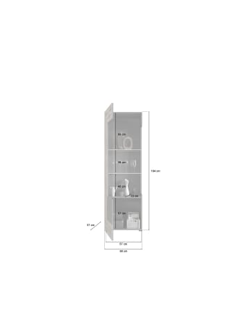 ebuy24 Vitrinenschrank Freno Grau 60 x 37 cm