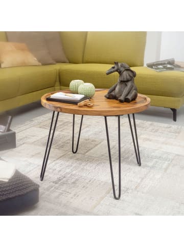KADIMA DESIGN Couchtisch | Sheesham, Haarnadel-Design, Retro, Rund