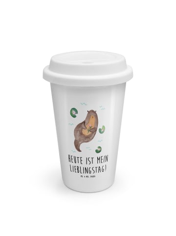 Mr. & Mrs. Panda To Go Becher Otter Seerose mit Spruch in Weiß