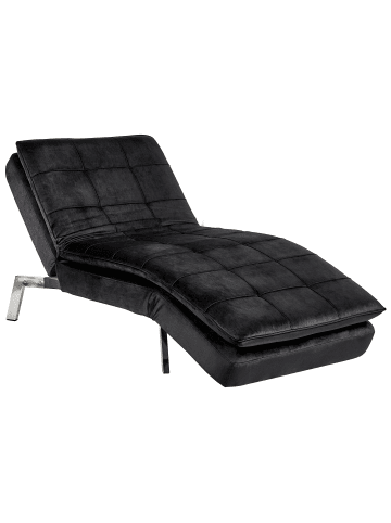 Beliani Chaiselongue LOIRET in Schwarz/Silber - (W) 179 x (H) 93 x (L) 76 cm symmetrisch