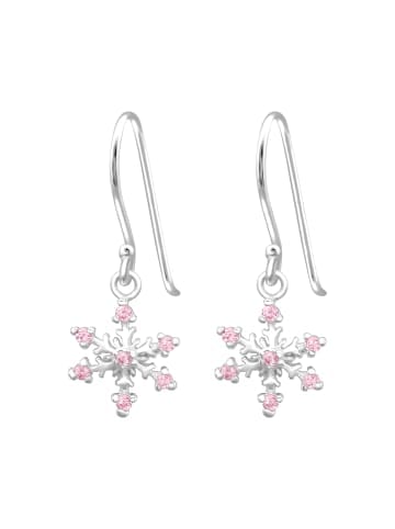 Alexander York Ohrringe SCHNEEFLOCKE Zirkonia rosa in 925 Sterling Silber, 2-tlg. in silber