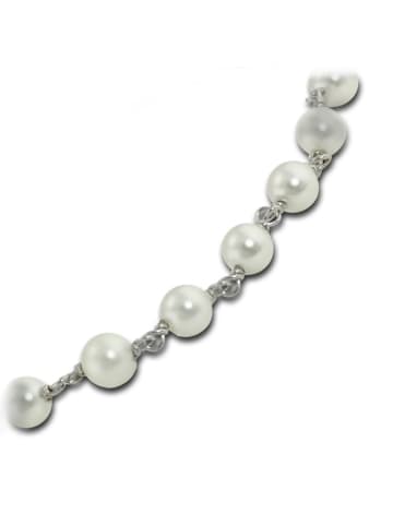 Armäleon Armband 925 Silber, Kunstperle bis ca. 21cm weiße Perlen