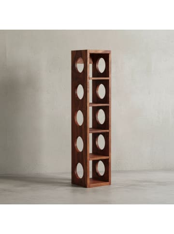 KADIMA DESIGN Wandmontiertes Weinregal aus Massivholz, 70x15x15 cm, 5 Fächer in Braun