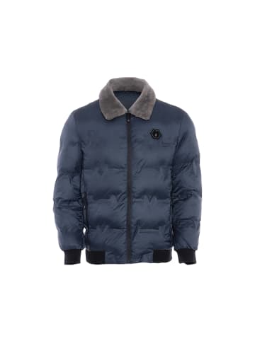 rovic Herren Steppjacke Mit Kunstfellkragen in Grau