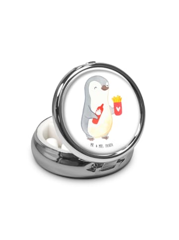 Mr. & Mrs. Panda Pillendose Pinguin Pommes ohne Spruch in Weiß