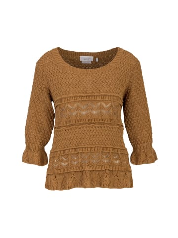 Rich & Royal Rundhalspullover Crew Neck Crochet in braun