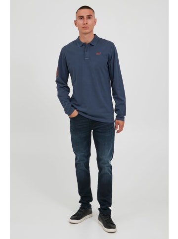 BLEND Langarm-Poloshirt in blau