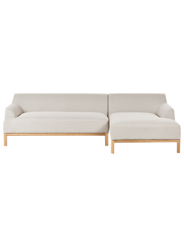 Beliani Ecksofa SOSJO in Beige/Braun - (W) 251 x (H) 74 x (L) 132 cm linksseitig