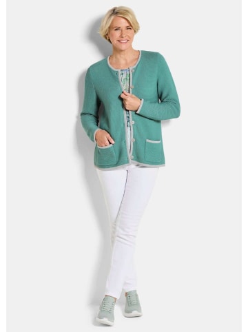 GOLDNER Cardigan Elegante Strickjacke mit Taschen in salbei / gemustert