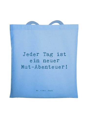 Mr. & Mrs. Panda canvas tasche Spruch Angst überwinden Abenteuer... in Sky Blue