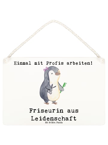 Mr. & Mrs. Panda Deko Schild Friseurin Leidenschaft mit Spruch in Weiß