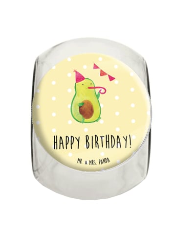Mr. & Mrs. Panda müsliglas Avocado Geburtstag mit Spruch in Gelb Pastell