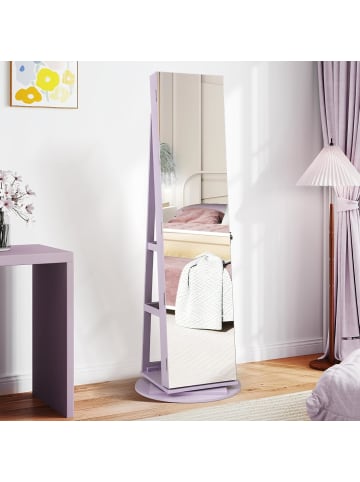 COSTWAY Schmuckschrank 3 in 1 drehbar in Lila