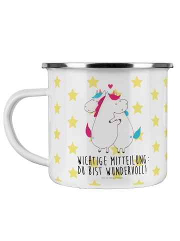 Mr. & Mrs. Panda Kaffeetasse Einhorn Mitteilung mit Spruch in Weiß