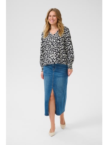 Kaffe Kurzarm-Bluse KAalice in White/Black Leopard