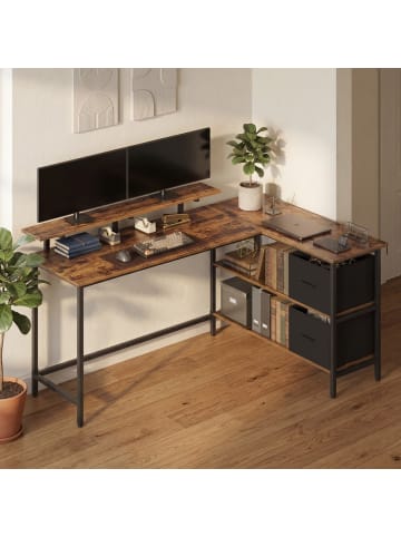 VASAGLE Schreibtisch Barnet in Vintagebraun - (B)105 x (H)90 x (T)155 cm