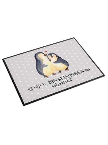 Mr. & Mrs. Panda Tischunterlage Pinguine Einschlafen mit Spruch in Grau Pastell