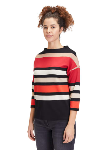 Betty Barclay Sweatpullover mit hohem Kragen in Rot/Schwarz