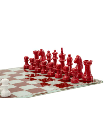 Mauro Ferretti Schachbrett-Set aus weißem und rotem Kunstharz, 61 x 61 x 14 cm