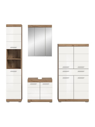 ebuy24 Badmöbelset Wave (4-teilig) Weiß 204 x 34 cm